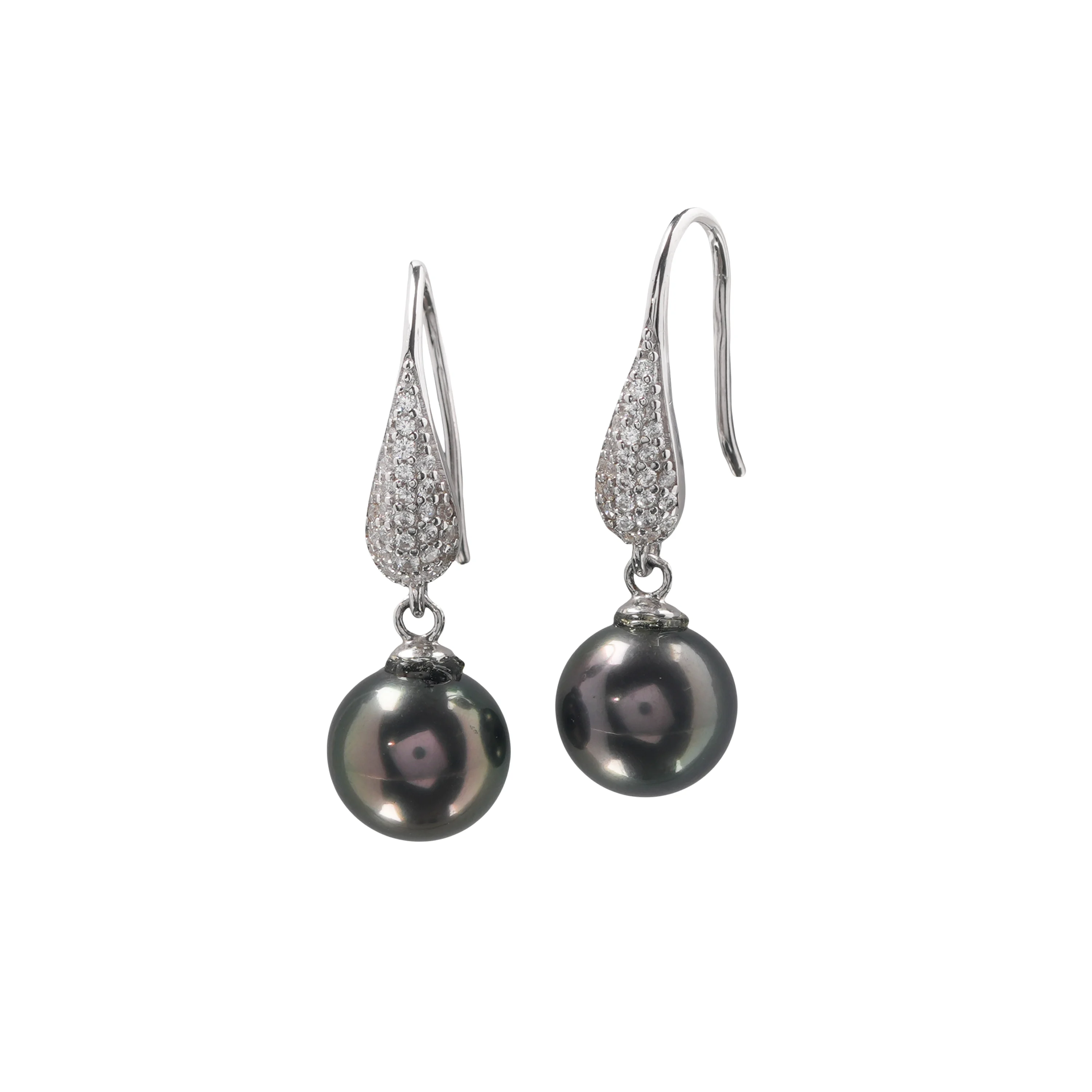 Elegant Black Pearl Drop Earrings, Sterling Silver Dangle Earrings, Classic Pearl Jewellery Gift for Her - Image 2