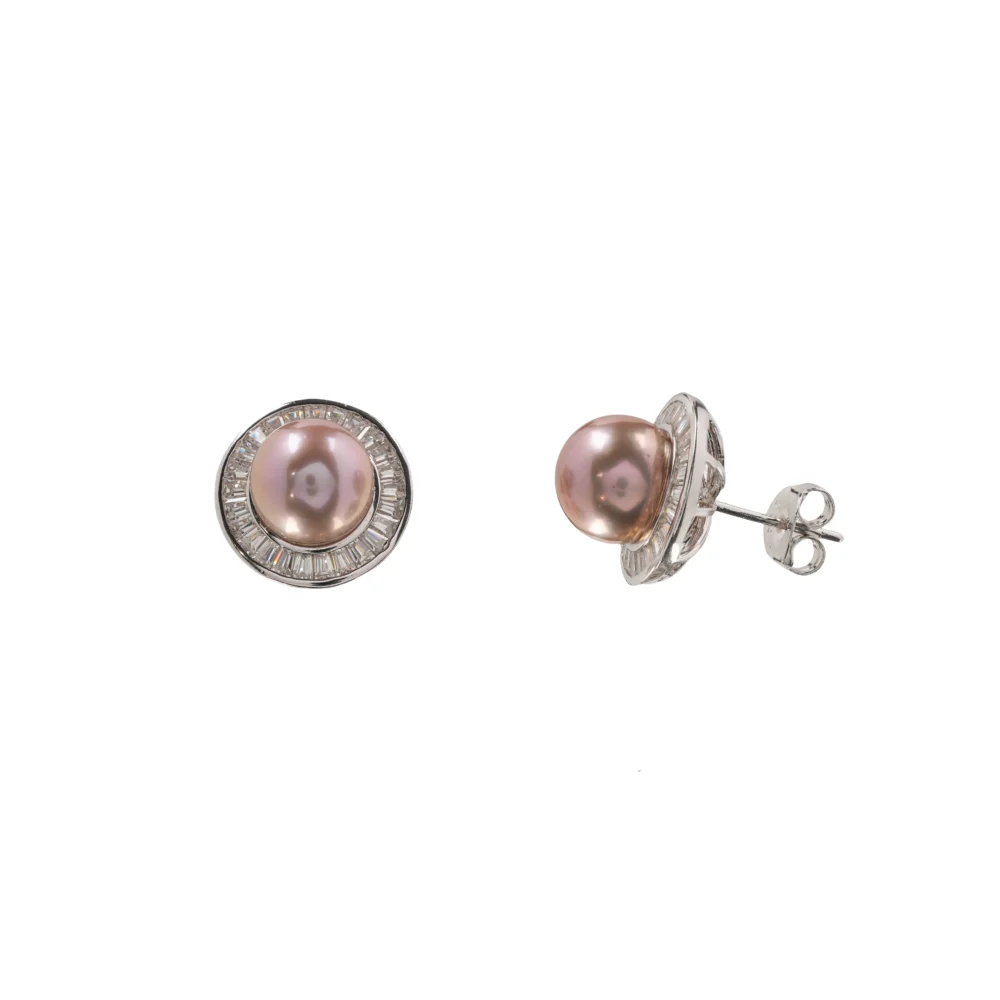 Pink Pearl Stud Earrings, Crystal Halo Pearl Studs, Elegant Wedding Jewellery, Classic Vintage Style Earrings, Gift for Her