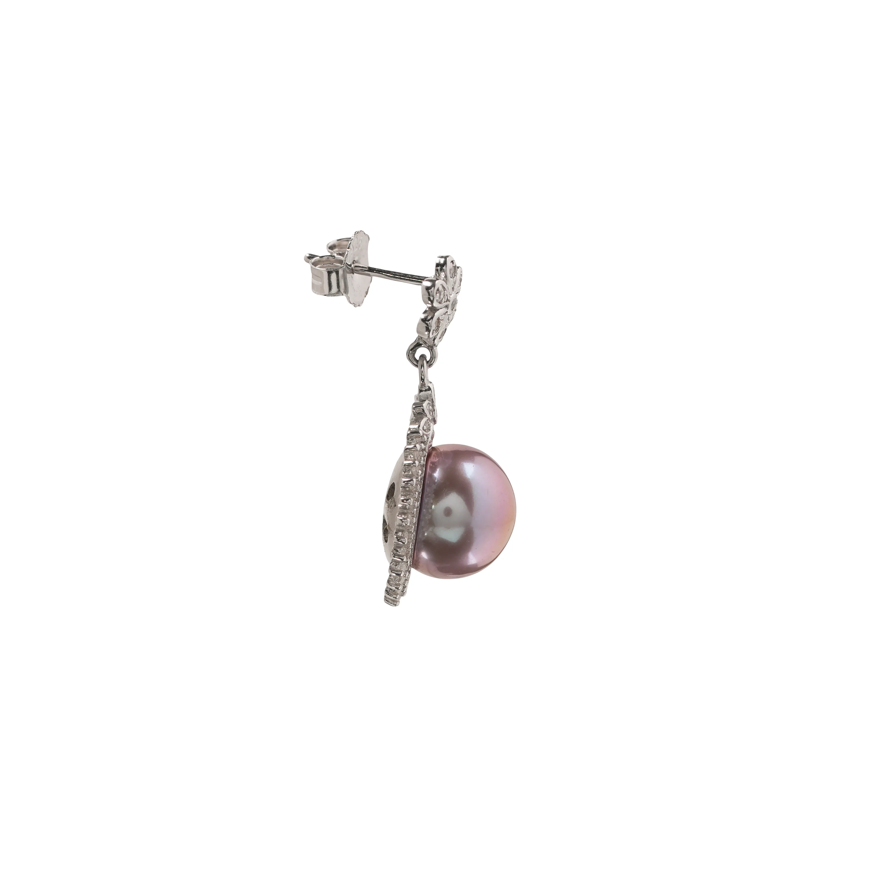 Pink Pearl Dangle Earrings, Floral Crystal Drop Jewellery, Elegant Vintage Style, Wedding Bridesmaid Gift, Romantic Pearl Earrings - Image 3