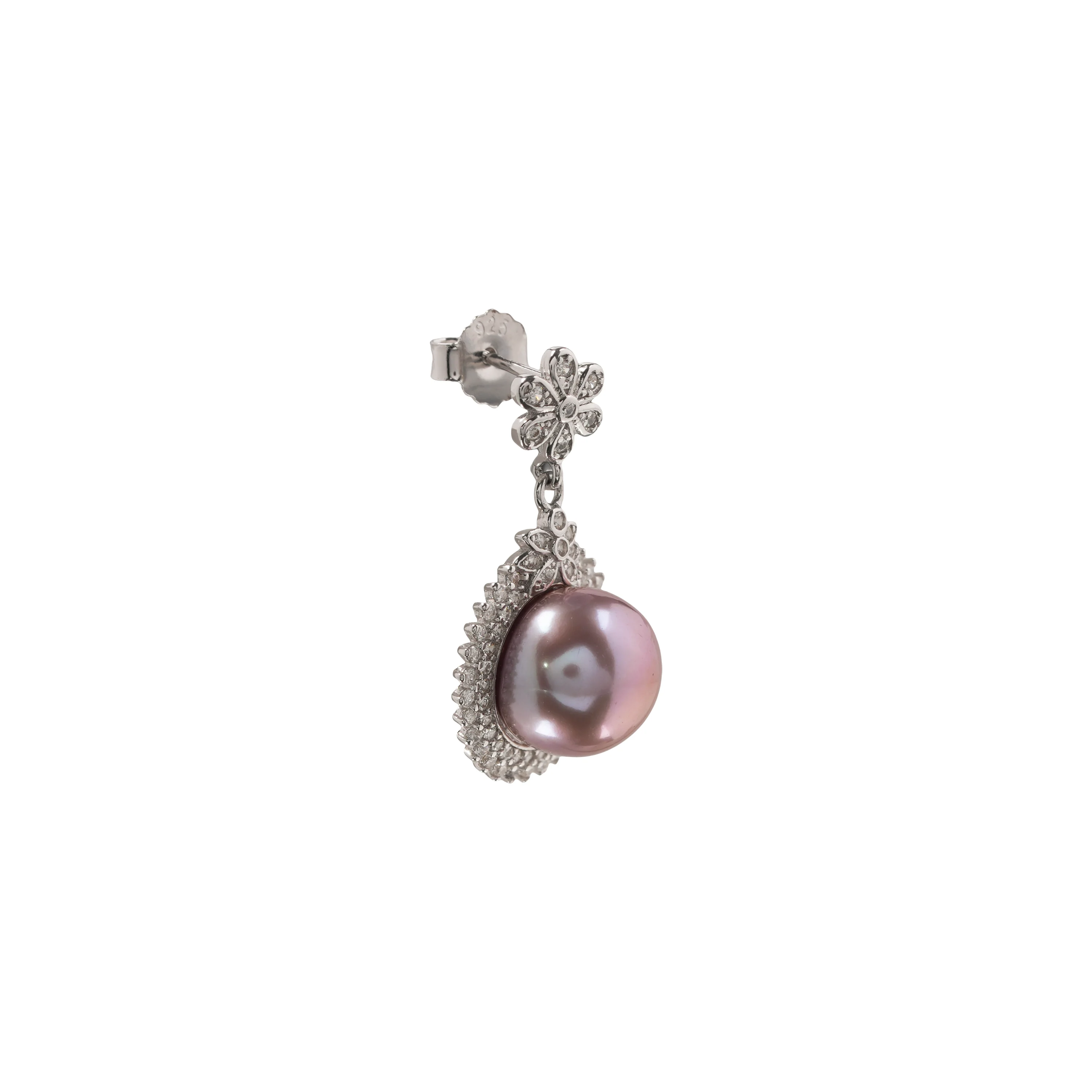 Pink Pearl Dangle Earrings, Floral Crystal Drop Jewellery, Elegant Vintage Style, Wedding Bridesmaid Gift, Romantic Pearl Earrings - Image 2