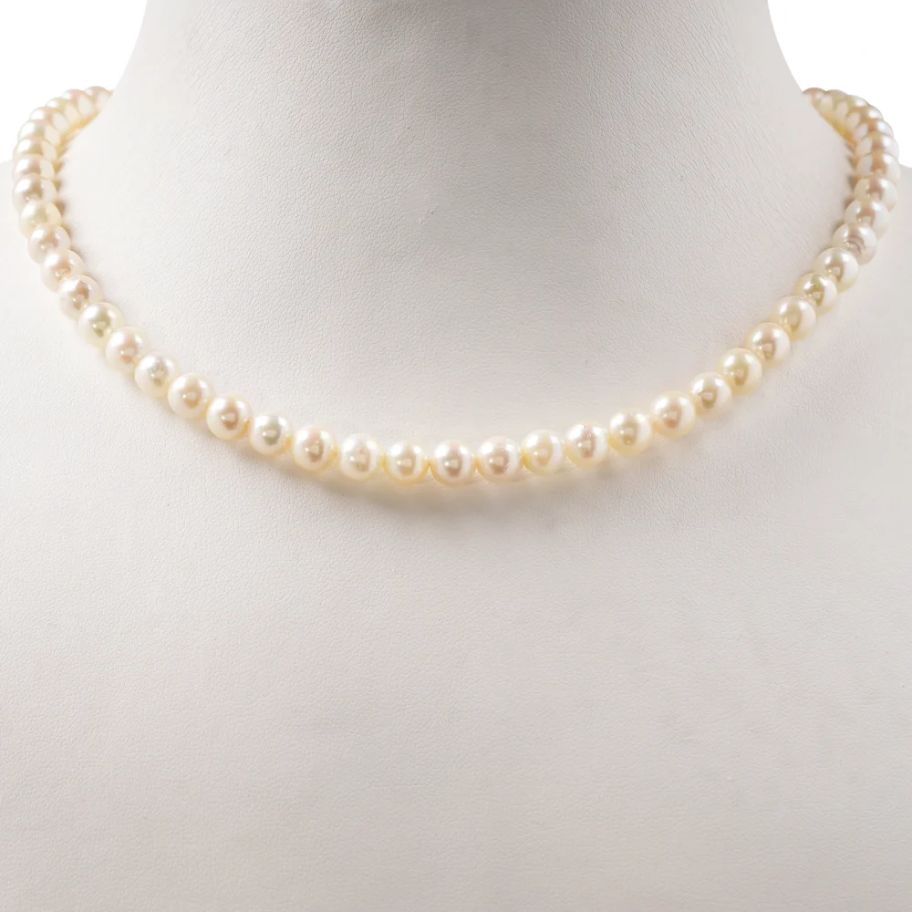 Classic Freshwater Pearl Choker Necklace, Single Strand White Pearls, Minimalist Bridal Jewellery, Timeless Elegant Gift for Her