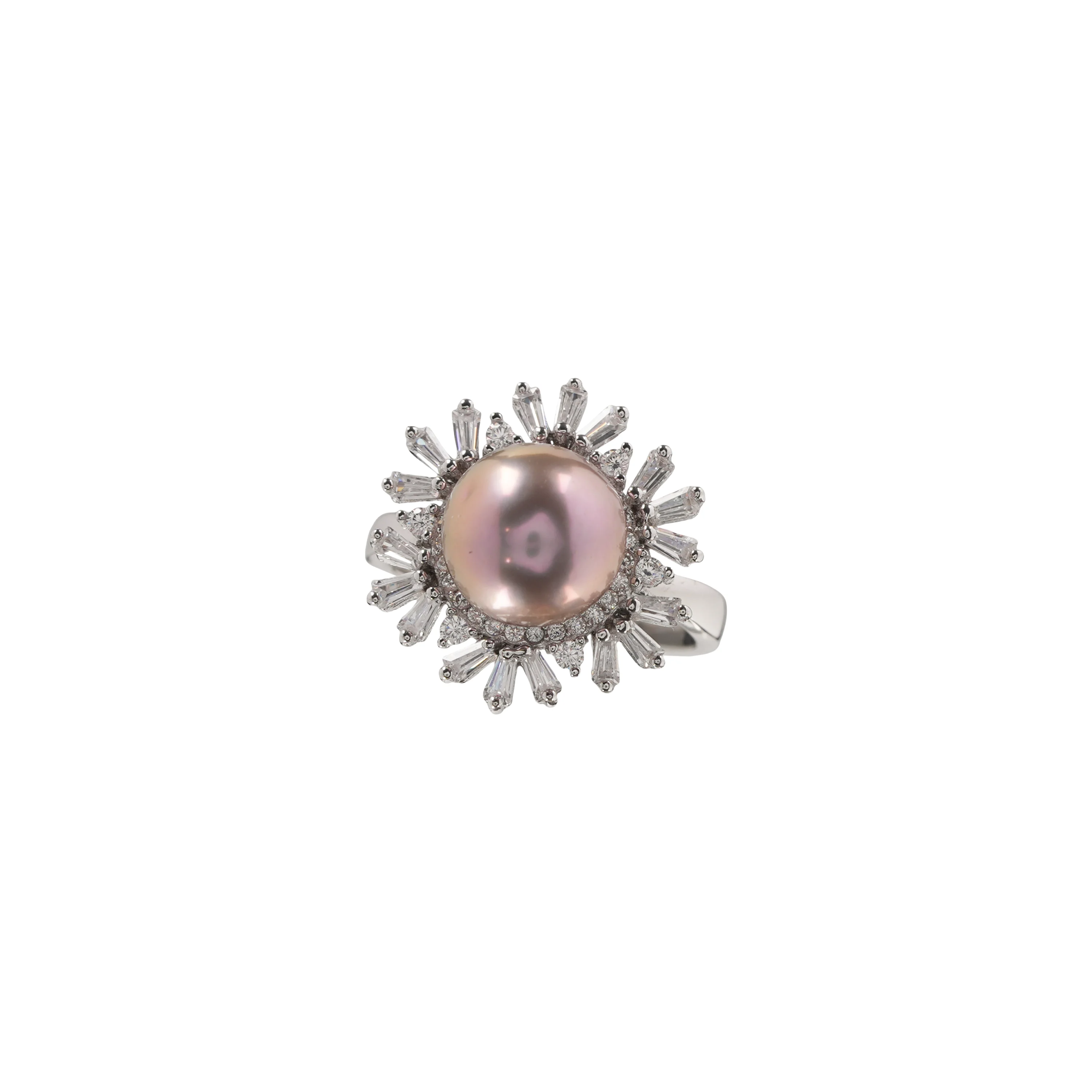 Pink Pearl Jewellery Set – Elegant Stud Earrings and Matching Ring with Crystal Halo, Classic Bridal Gift for Her - Image 3