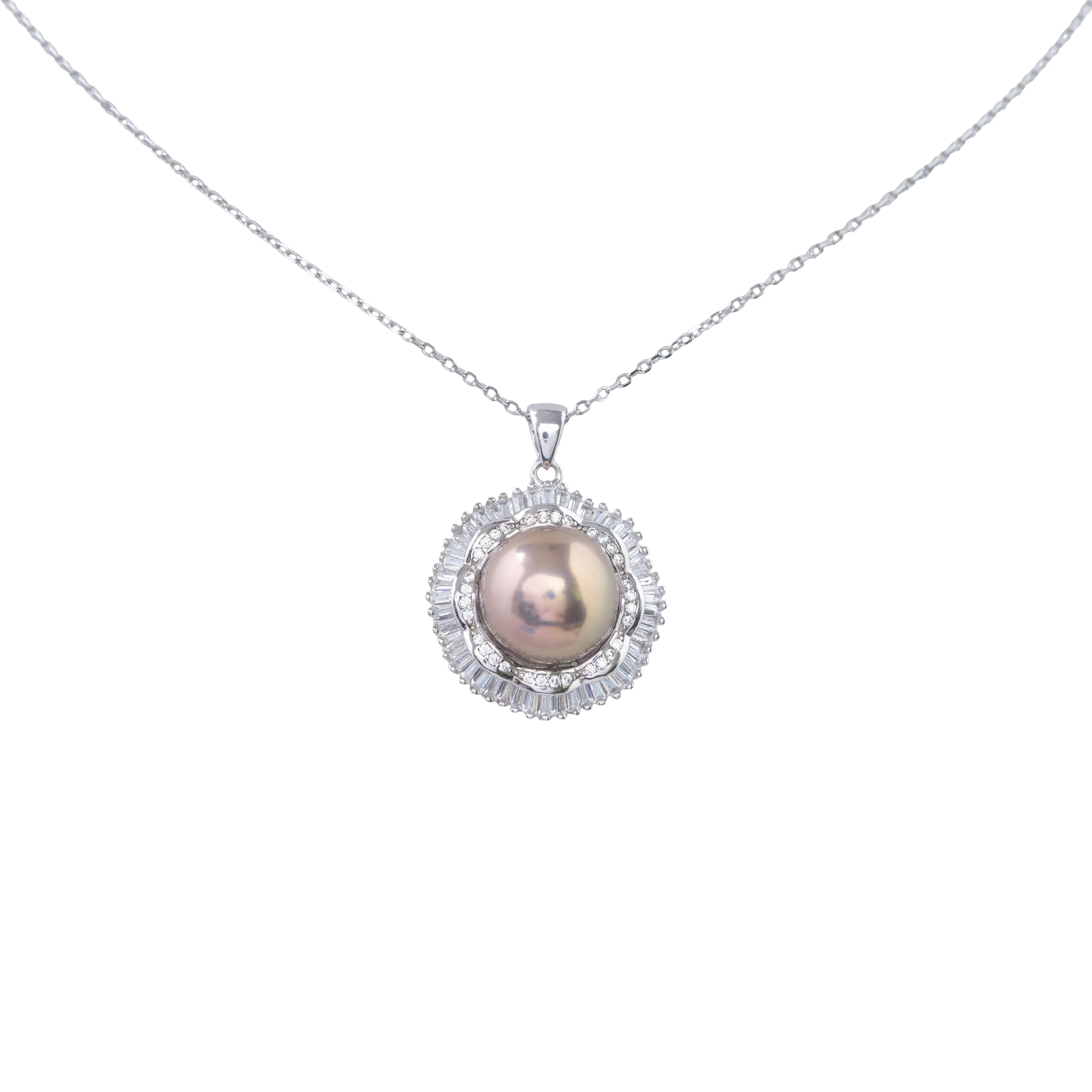 Elegant Pink Pearl Jewellery Set- Earrings, Ring & Pendant Necklace with Crystal Halo, Classic Bridal And Anniversary Gift for Her - Image 7