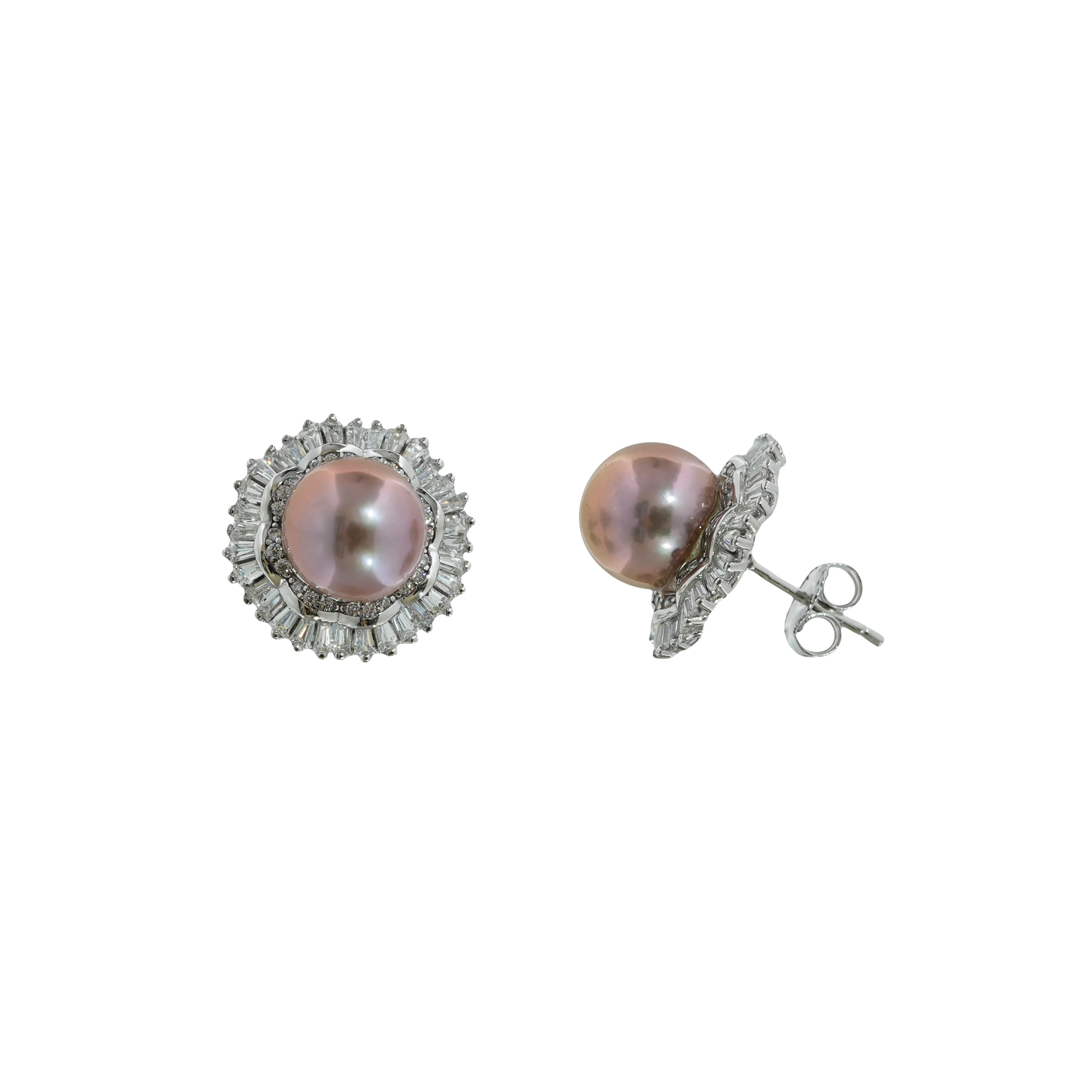 Elegant Pink Pearl Jewellery Set- Earrings, Ring & Pendant Necklace with Crystal Halo, Classic Bridal And Anniversary Gift for Her - Image 2