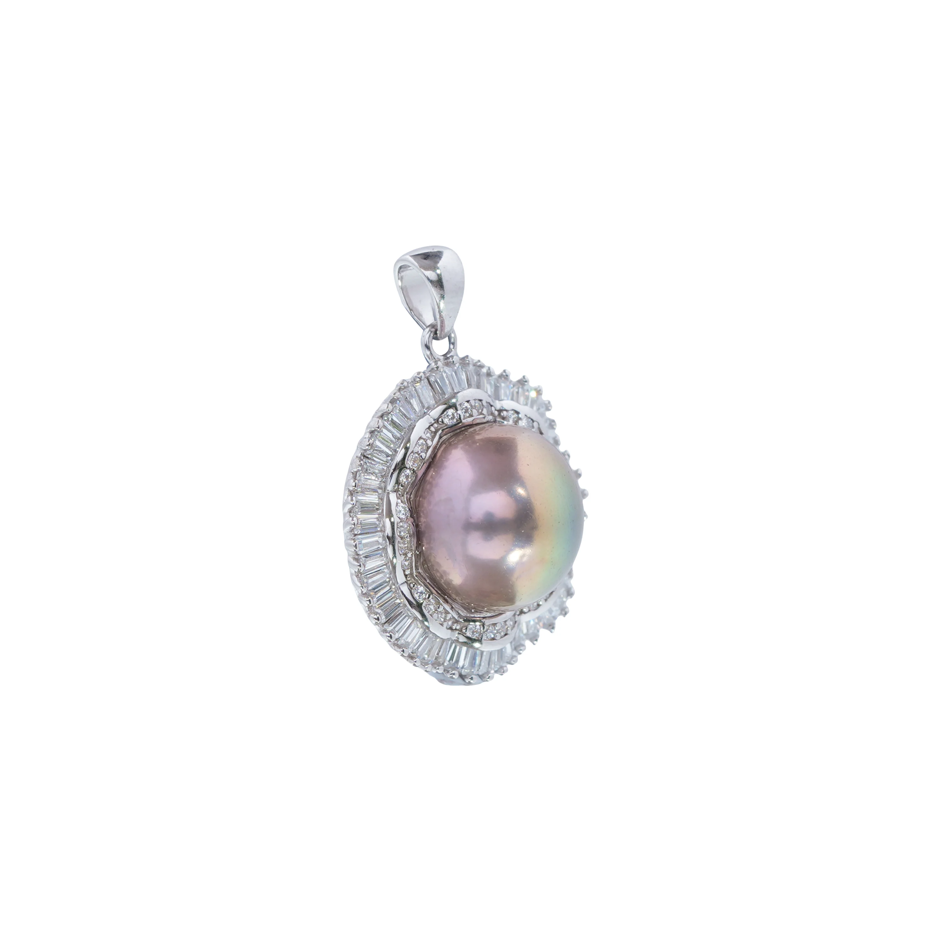 Elegant Pink Pearl Jewellery Set- Earrings, Ring & Pendant Necklace with Crystal Halo, Classic Bridal And Anniversary Gift for Her - Image 3