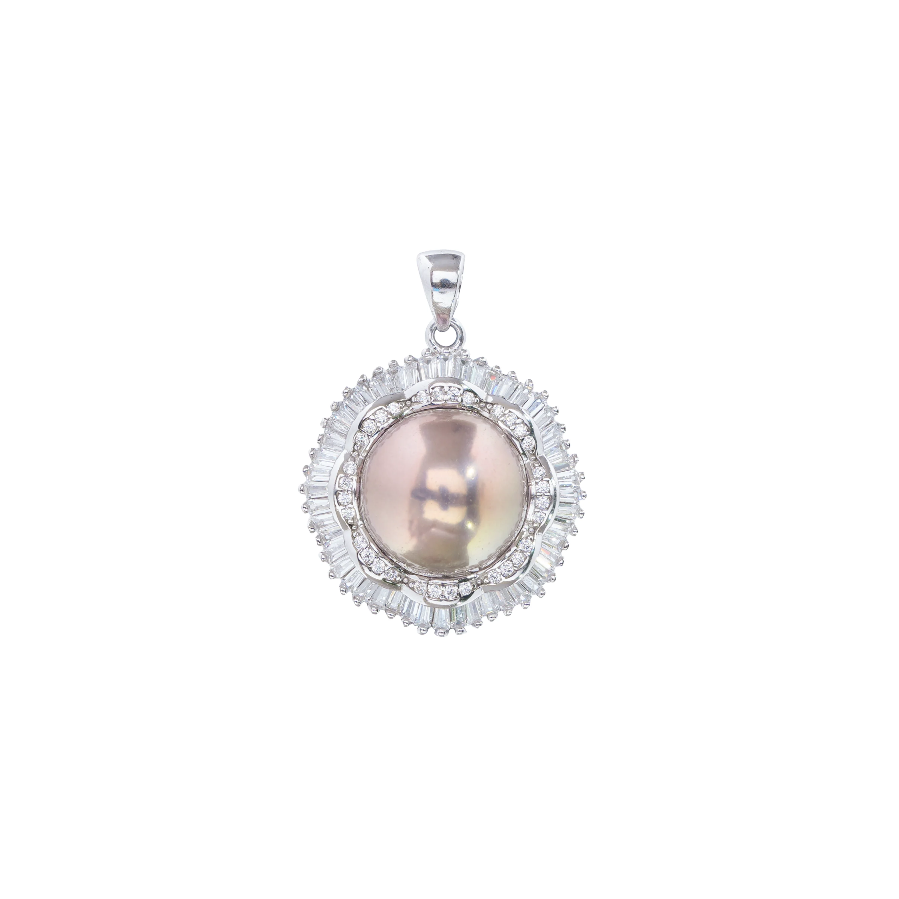 Elegant Pink Pearl Jewellery Set- Earrings, Ring & Pendant Necklace with Crystal Halo, Classic Bridal And Anniversary Gift for Her - Image 6