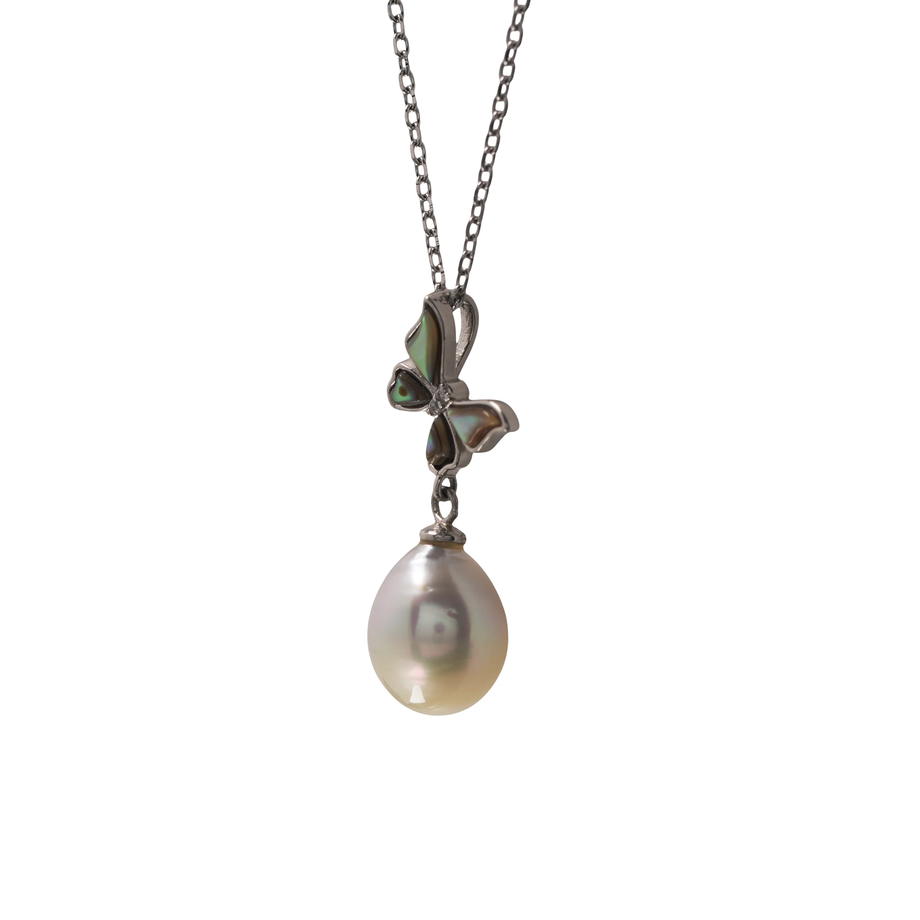 Elegant Pearl Necklace & Earrings Set – Sterling Silver with Green Crystal Accents, Classic Drop Pearl Jewellery for Women - Image 2