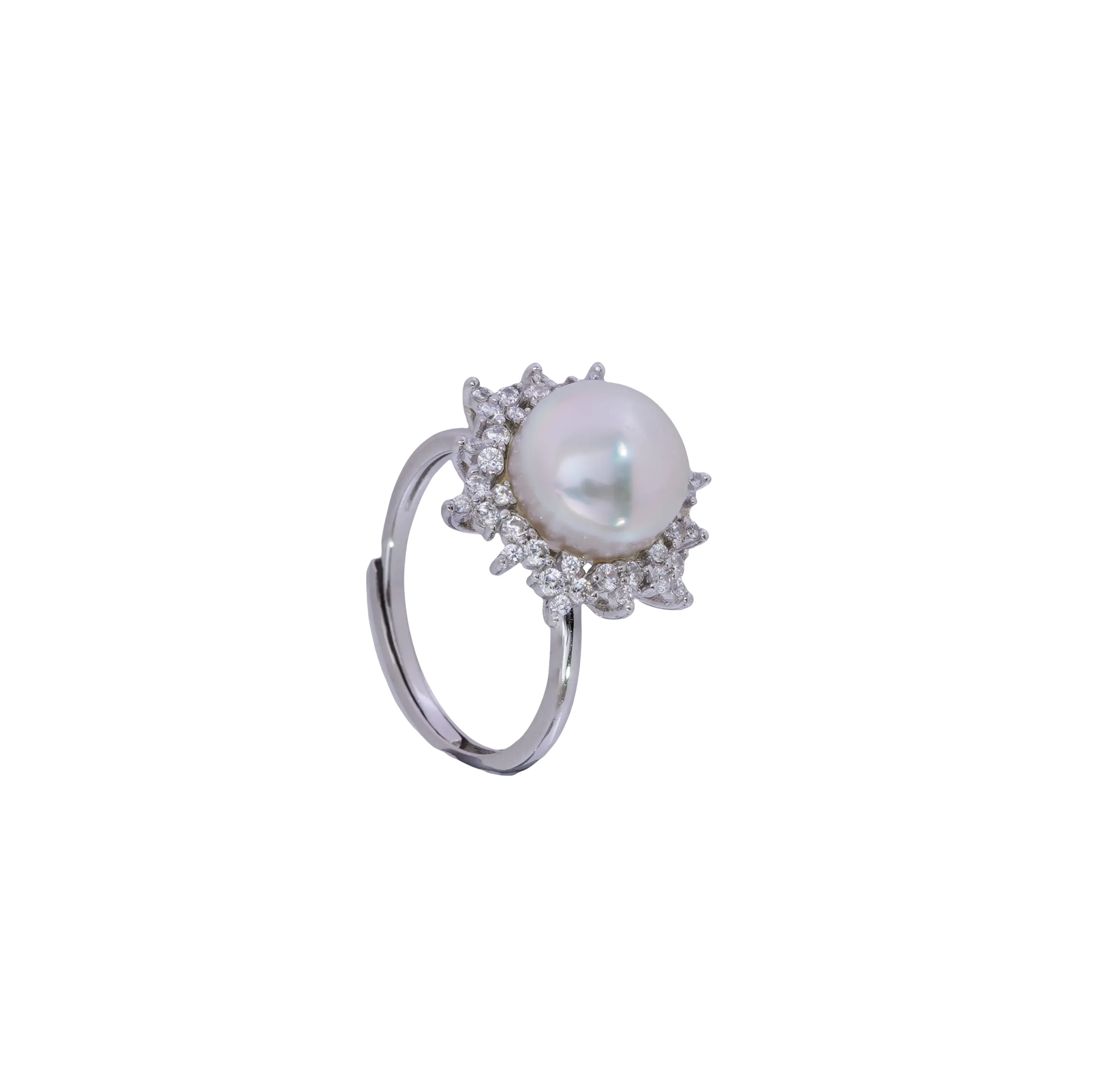 Elegant Pearl Jewellery Set, Sterling Silver Necklace, Earrings & Ring with Sparkling CZ Halo, Bridal And Anniversary Gift - Image 10