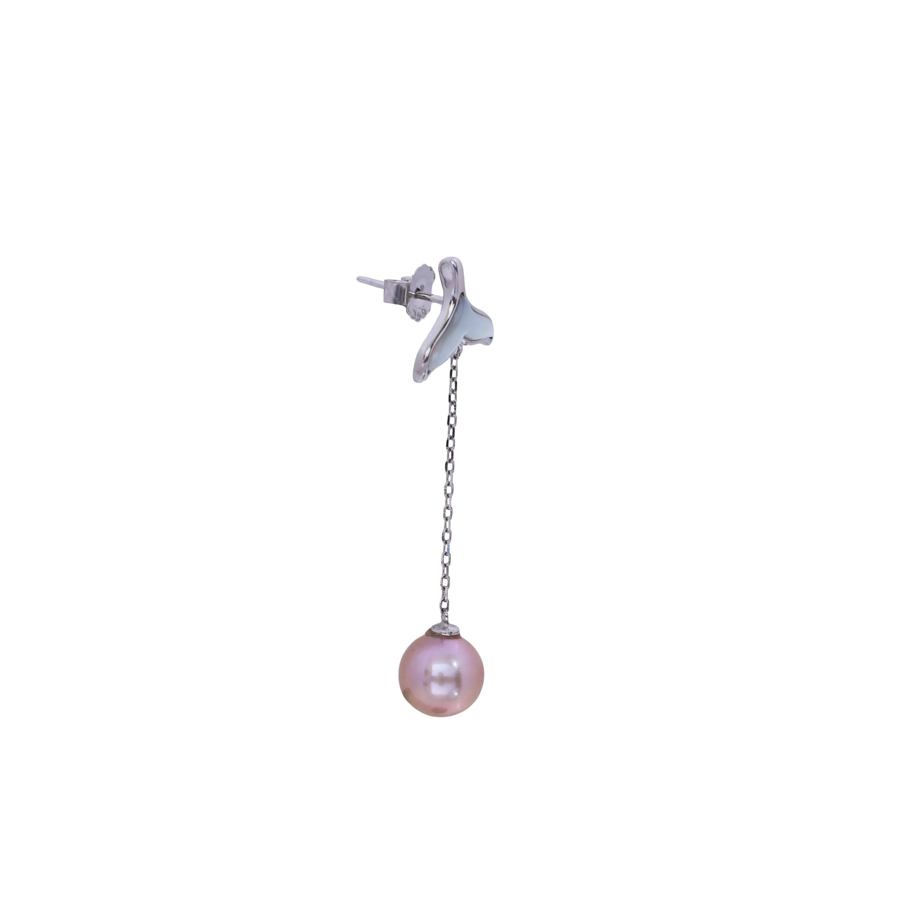 Mermaid Tail Pink Pearl Jewellery Set ? Sterling Silver Necklace, Earrings & Ring, Ocean Inspired Bridal, Wedding And Gift for Her - Image 8