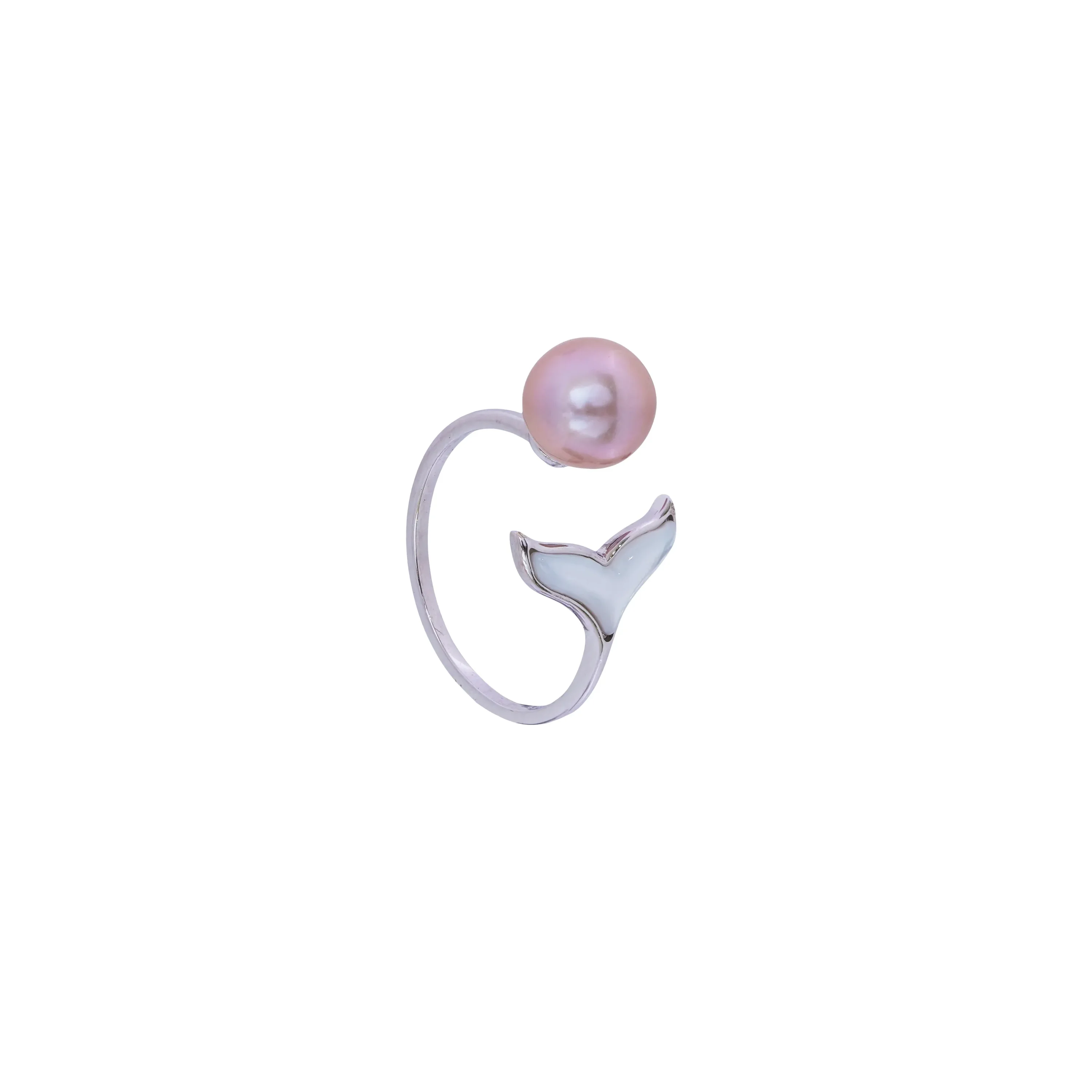 Mermaid Tail Pink Pearl Jewellery Set ? Sterling Silver Necklace, Earrings & Ring, Ocean Inspired Bridal, Wedding And Gift for Her - Image 9