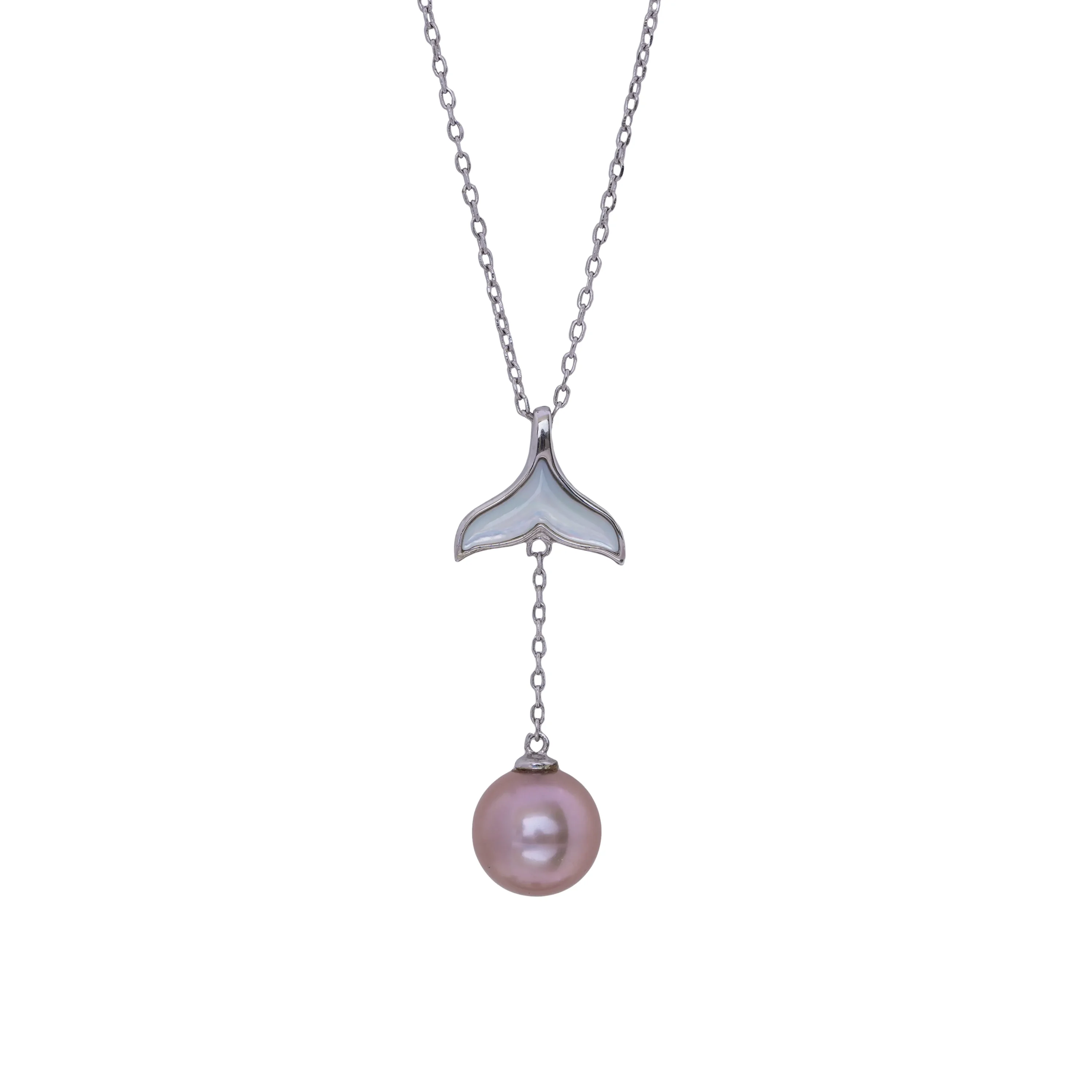 Mermaid Tail Pink Pearl Jewellery Set ? Sterling Silver Necklace, Earrings & Ring, Ocean Inspired Bridal, Wedding And Gift for Her